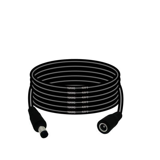2 pcs/4.9ft DC5.5X 2.1mm, 12V 24V 16AWG Male to Female DC Extension Cord for Solar Panel Router LED Light Bar Power Extension Cord Projector Printer