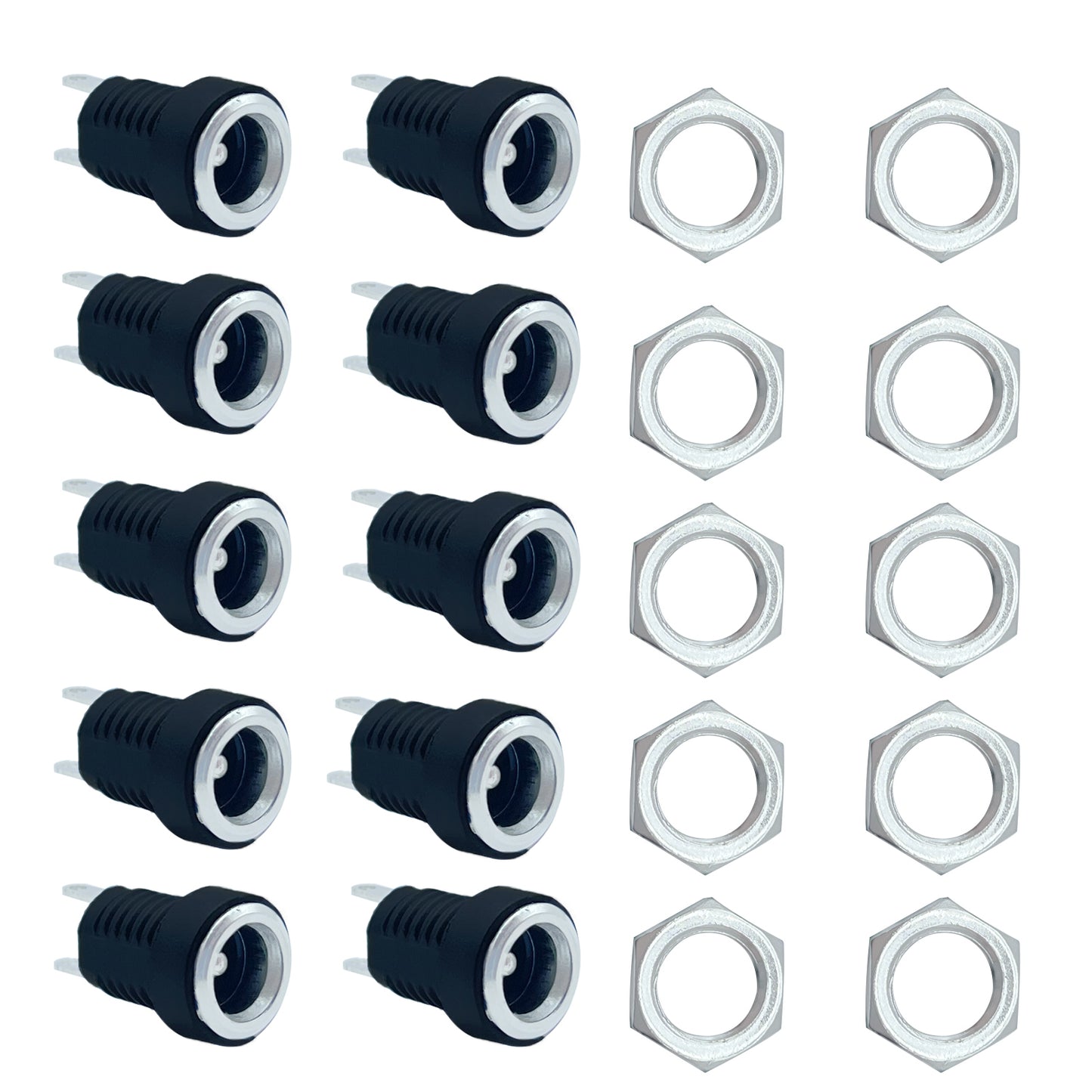 DC Power Jack 5.5 x 2.1 mm Female DC Plug-in Jack Panel Mounting Connectors