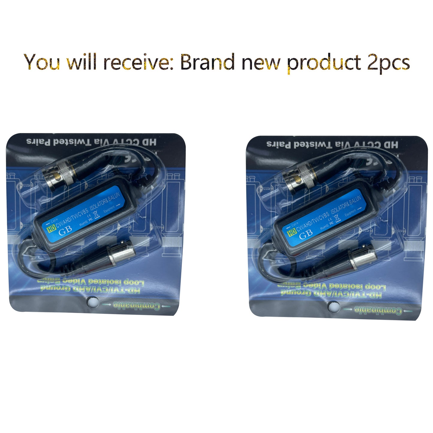 2pcs BNC Ground Isolators HDVI/AHD/TVI/CVBS Camera Filters Horizontal Snowflake Noise Reduction
