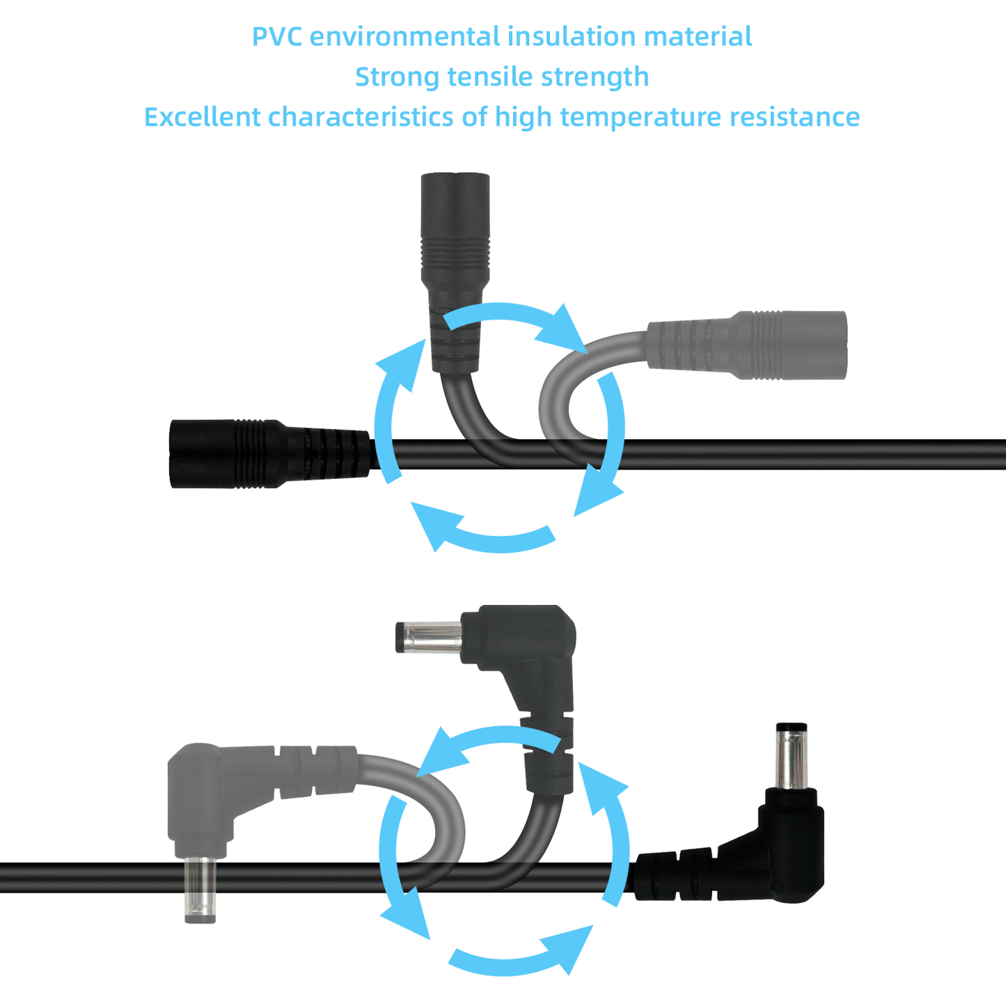 DC5.5 x 2.5mm Male to Female 12V Power Extension Cable Barrel Connector for CCTV Surveillance Camera Router LED Strip Light DRV Printer