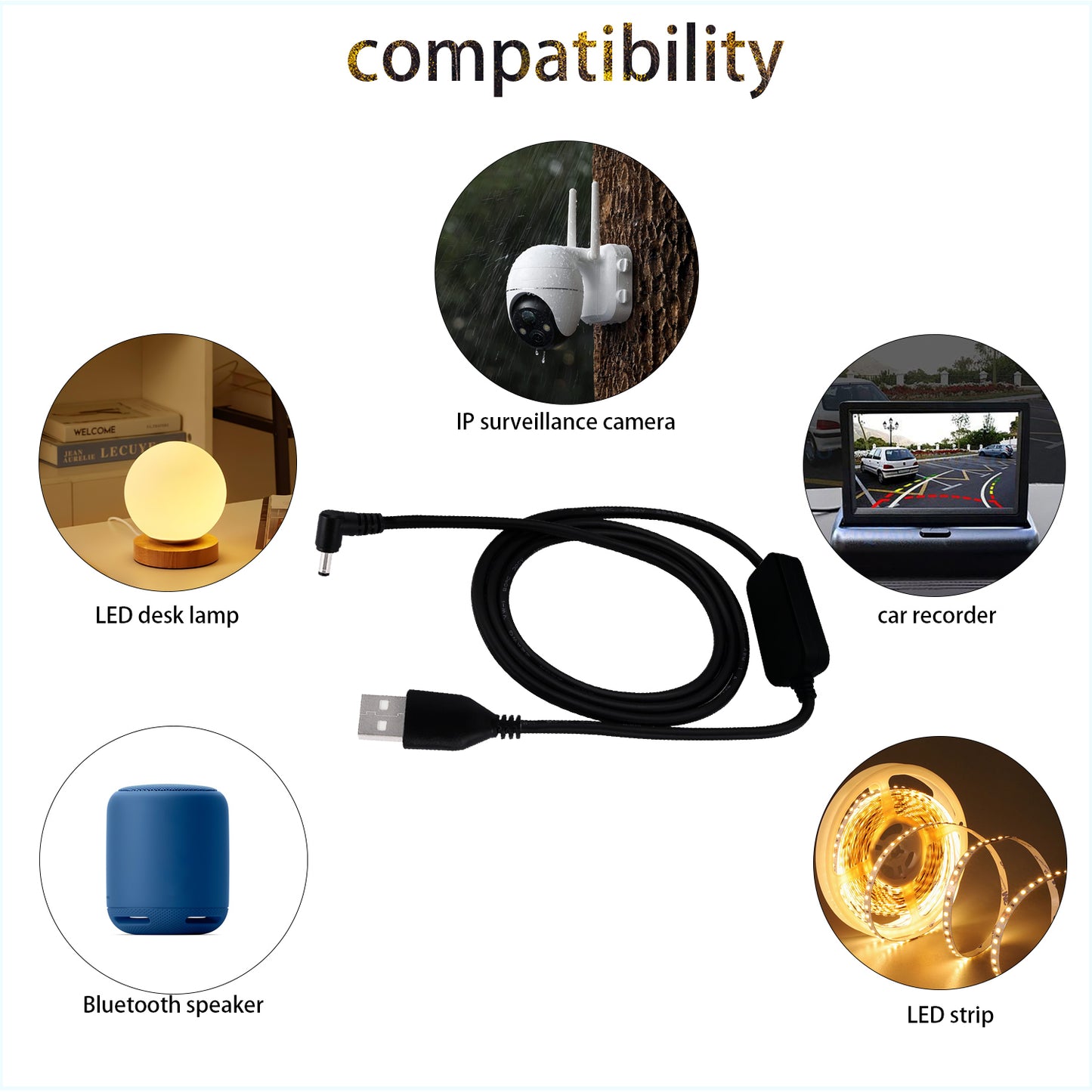 1pcs/3.3ft DC3.5x1.5mm 5V to DC 12V USB Voltage Boost Converter Cable,USB to 12v Adapter,Suitable for:IP Surveillance Cameras,Walkman Fans,LED Desk Lamps,Routers and Other Devices