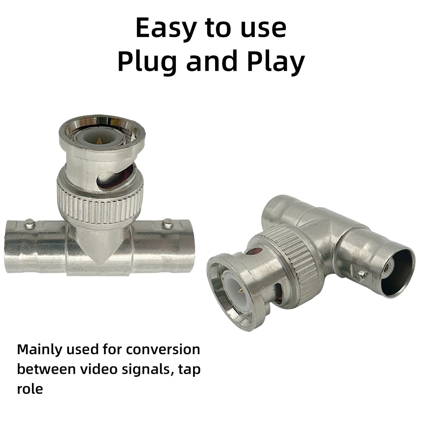 10pcs for Coaxial Cable Video Antenna BNC Splitter BNC Male to Dual Female Jack Tee BNC Connector Adapter