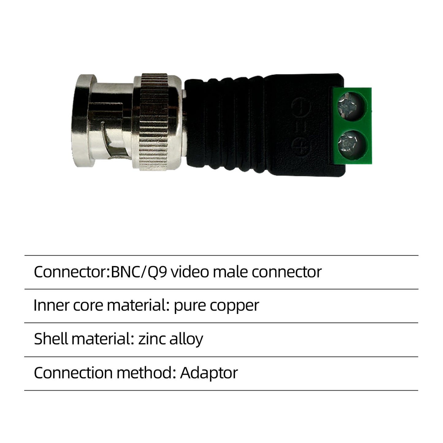 BNC Connectors Solderless Video Balanced Connectors BNC to Cat5e Adapter for Autoscan CCTV Surveillance Cameras etc