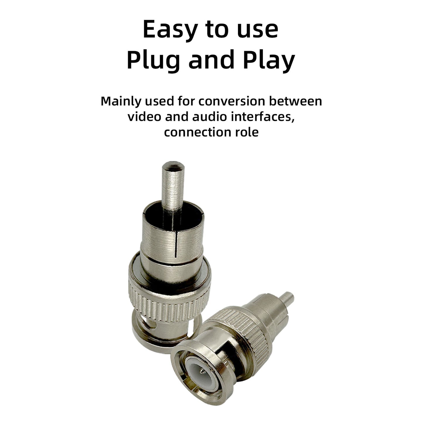 10pcs BNC Male to RCA Male Connectors for CCTV Security Cameras Coaxial Audio Adapter