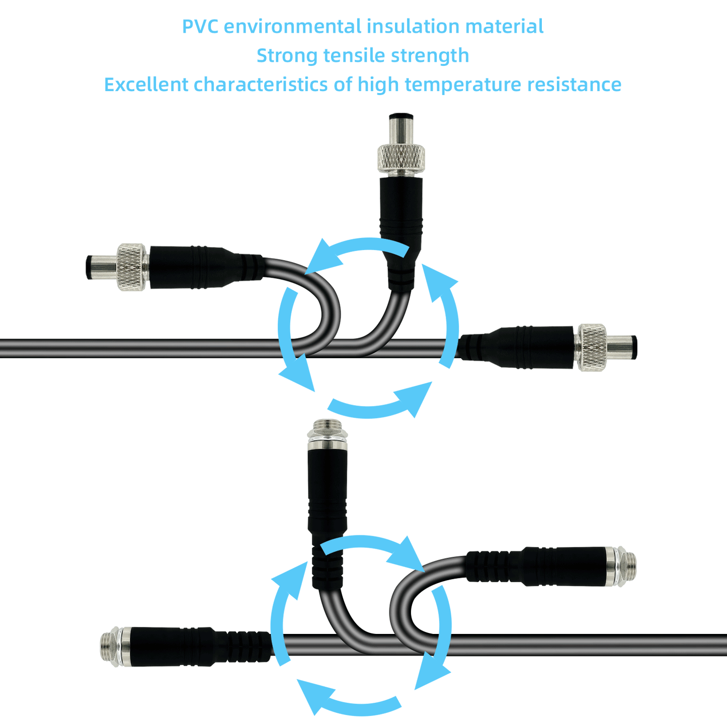 5.5×2.1 mm Pigtail Power Cord 12V 5A Barrel Connector 12V Power Connector
