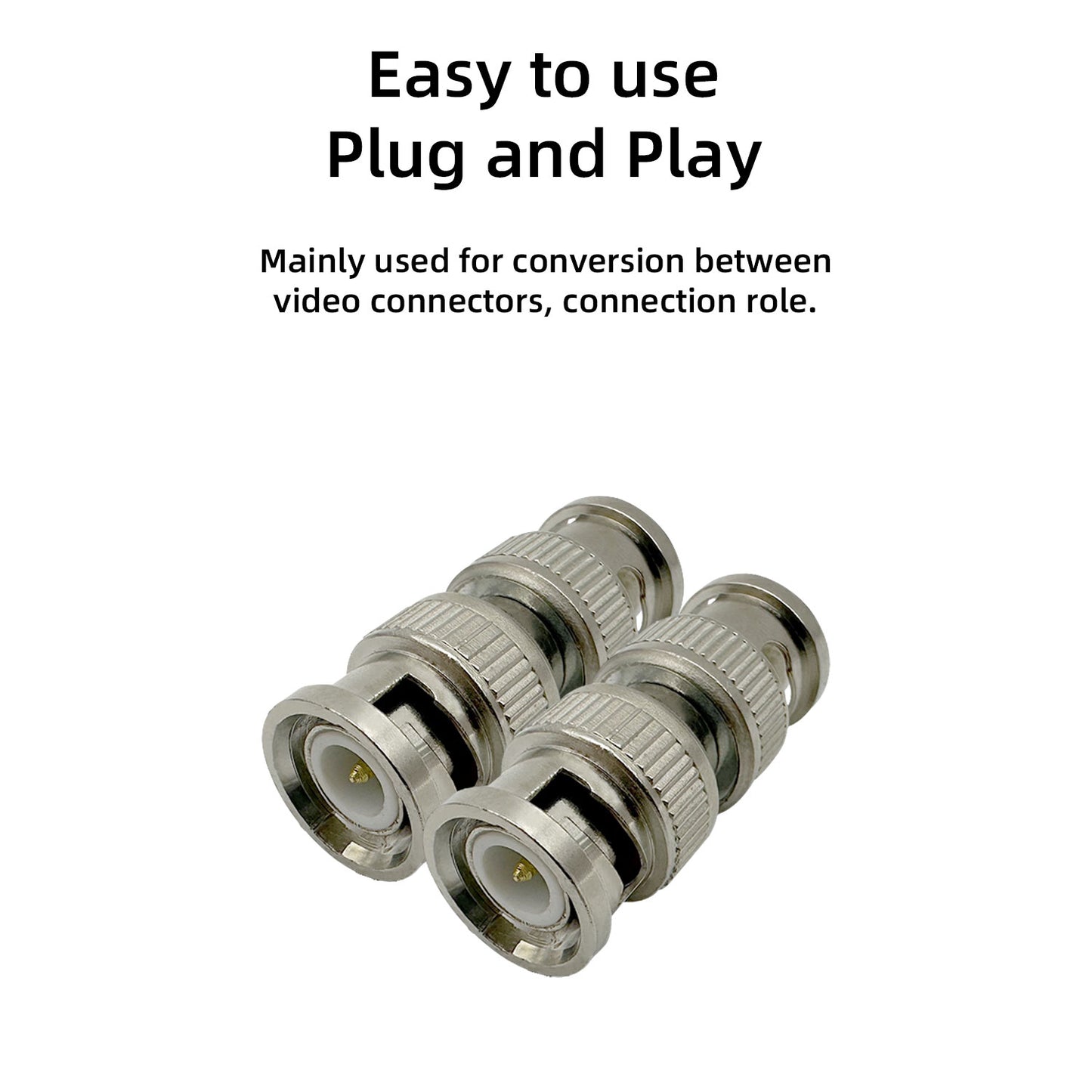 BNC Male to Male Plug Adapter Silver Coupler Connector BNC Male Coaxial Connector for CCTV RG59 Cable Security System Cameras, 10pcs
