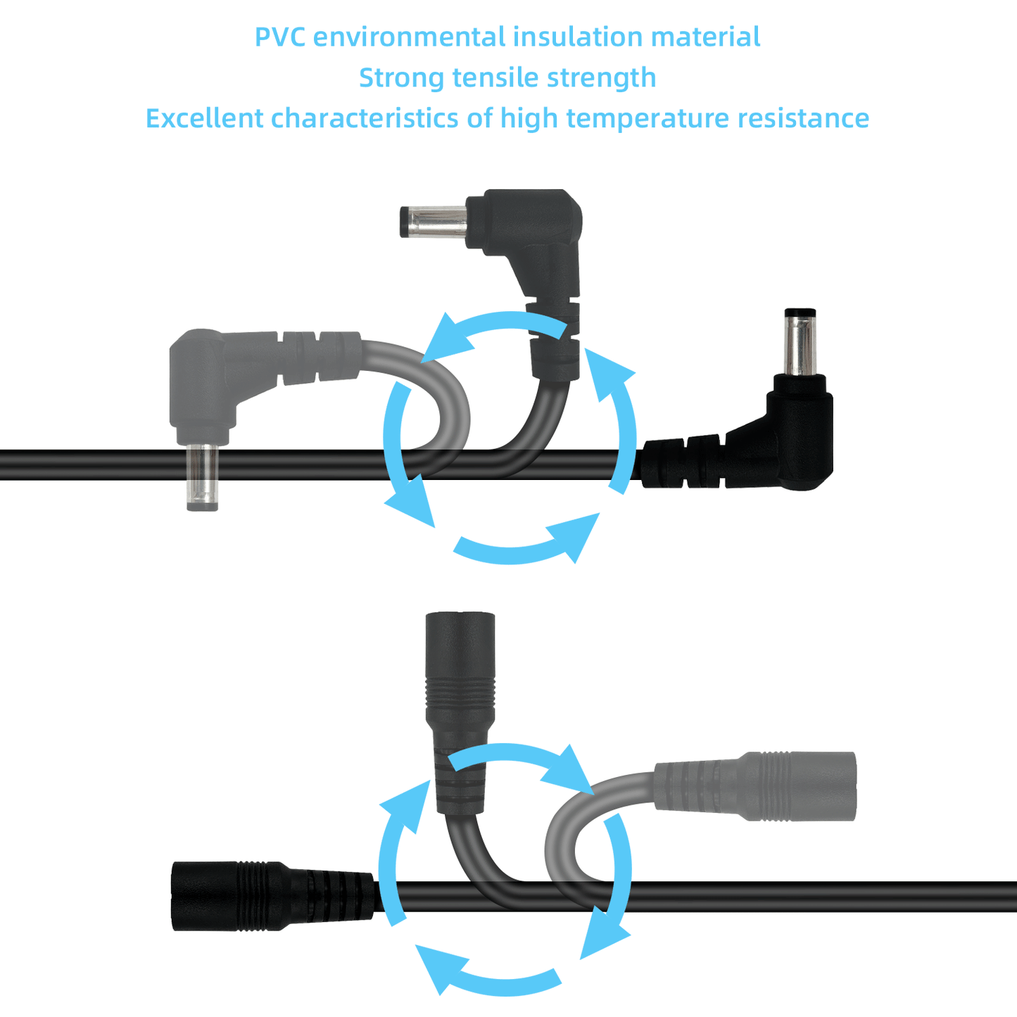 DC5.5 x 2.1 mm Male to Female 12V Power Extension Cable Barrel Connector for LED Strip CCTV Surveillance Camera DVR Router