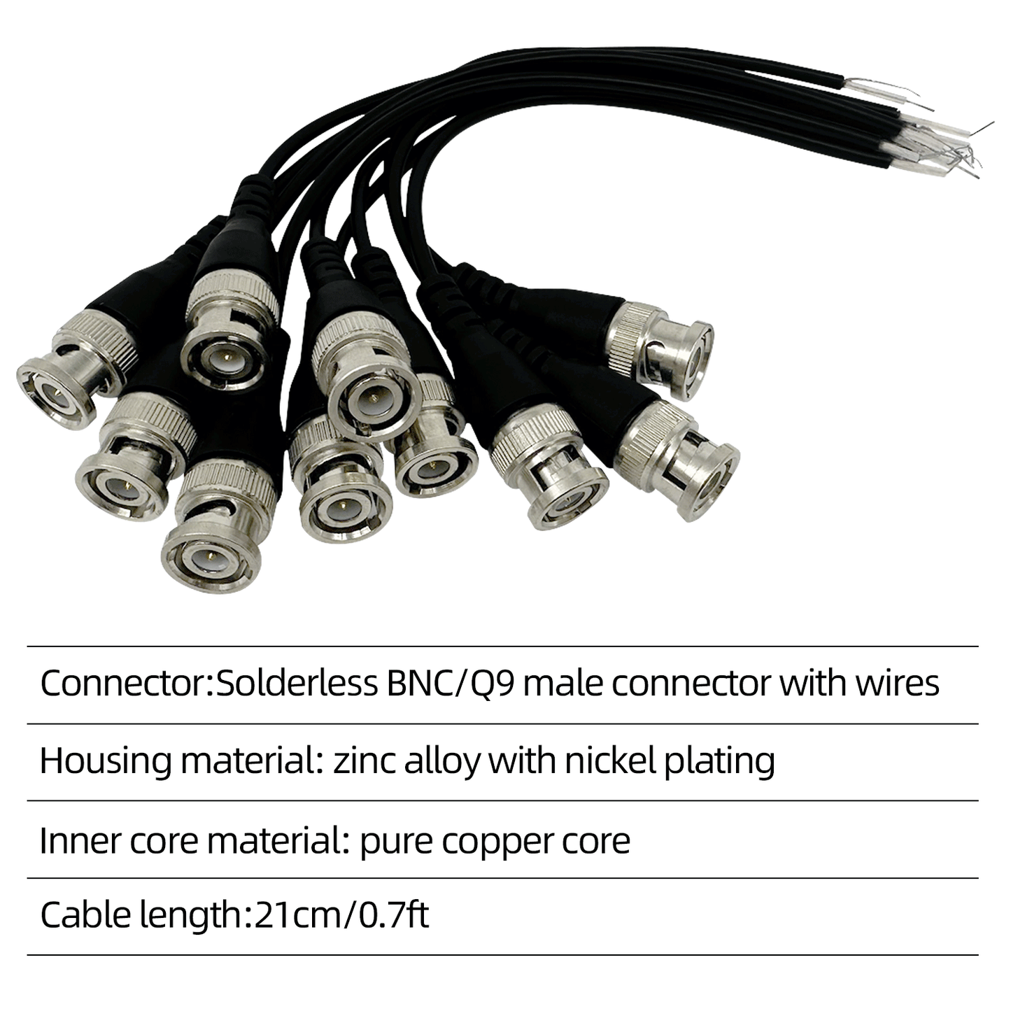 bnc Cable Male/Female, bnc Cable Pigtail Bare Wire for CCTV Camera Terminal Adapters and Other Devices