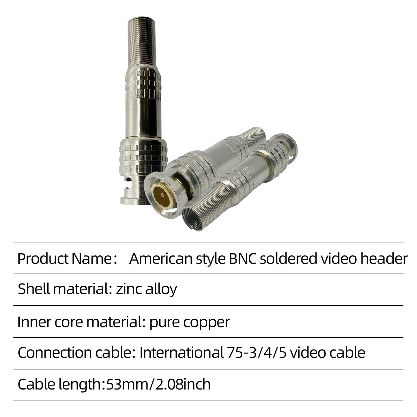 10pcs for CCTV Surveillance Cameras Soldered BNC Male Connector with RG59 RG6 BNC Compression Connector