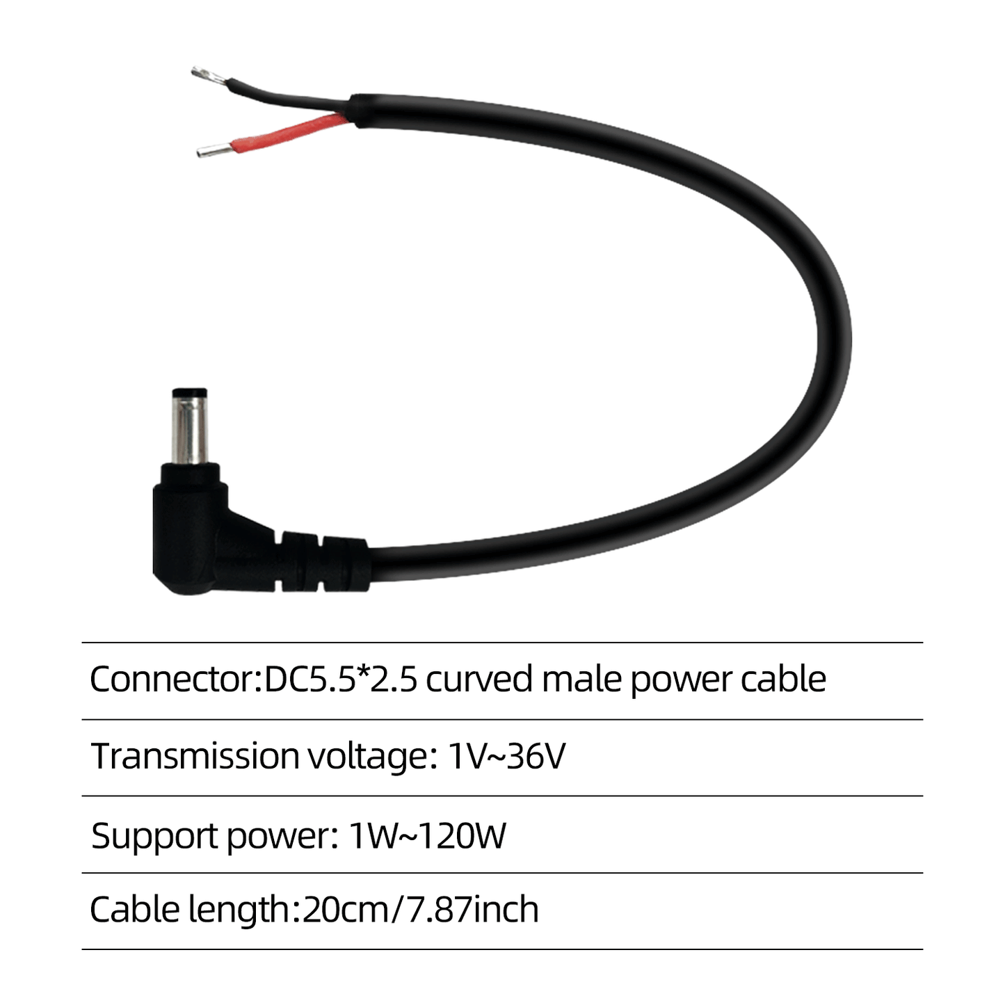 5.5X 2.5mm DC Power Pigtail Power Cord DC 12 V Male Plug Connection Cable for CCTV Surveillance Camera Router Projector LED Light Bar