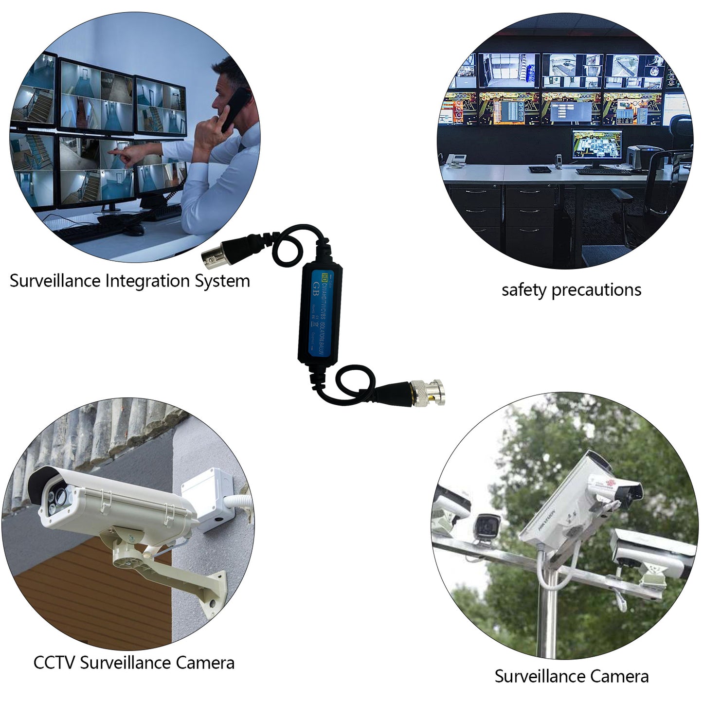 2pcs BNC Ground Isolators HDVI/AHD/TVI/CVBS Camera Filters Horizontal Snowflake Noise Reduction