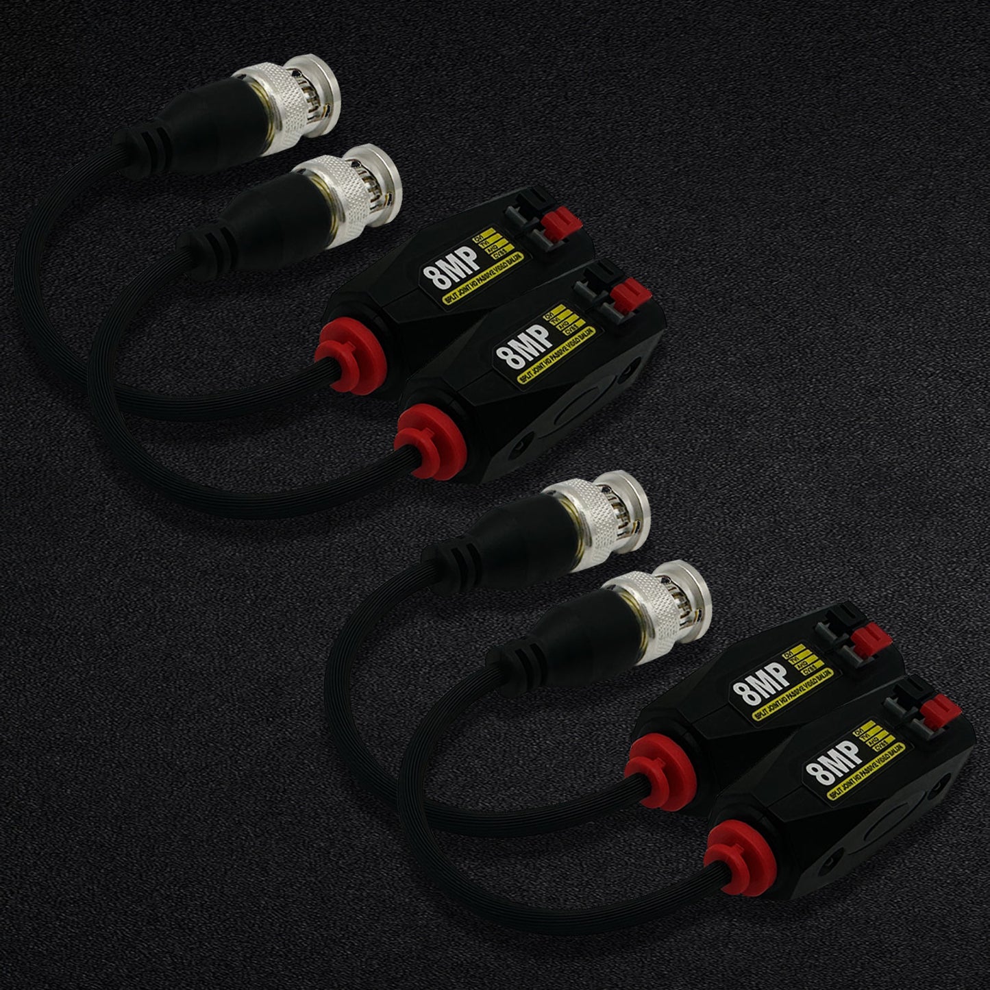 4pcs 8MP BNC Video Baluns, Passive Connectors for CCTV Surveillance Cameras/HD/CVI/AHD/TVI/CVBS