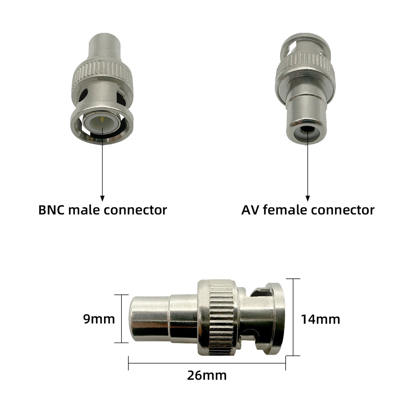 10pcs BNC to RCA Adapter BNC Male to RCA Female Coaxial Connector RG6 Adapter Kit Coupler for CCTV Surveillance Cameras