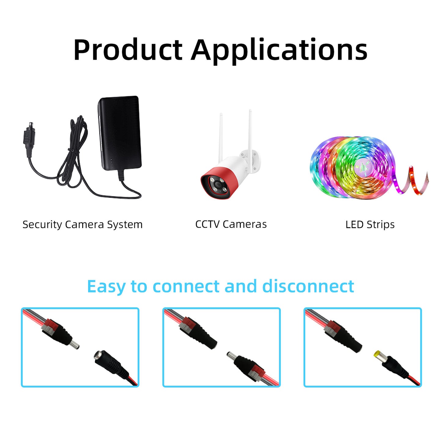 20pcs DC5.5 x 2.1mm DC Connector 12V 3A Barrel Connector for LED Connector