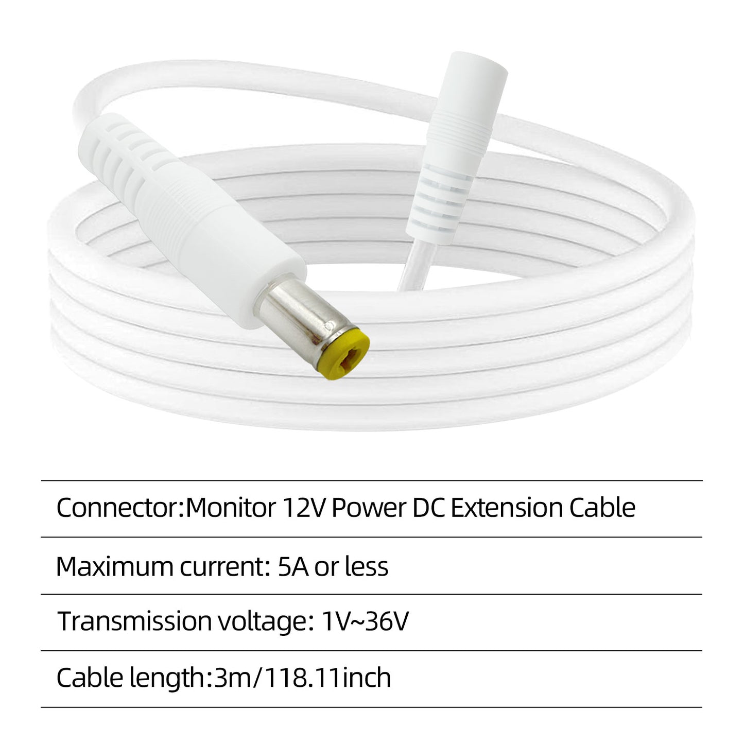 DC5.5x2.1mm 12V Male to Female Power Extension Cable Barrel Connector for CCTV Security Camera IP Camera DVR