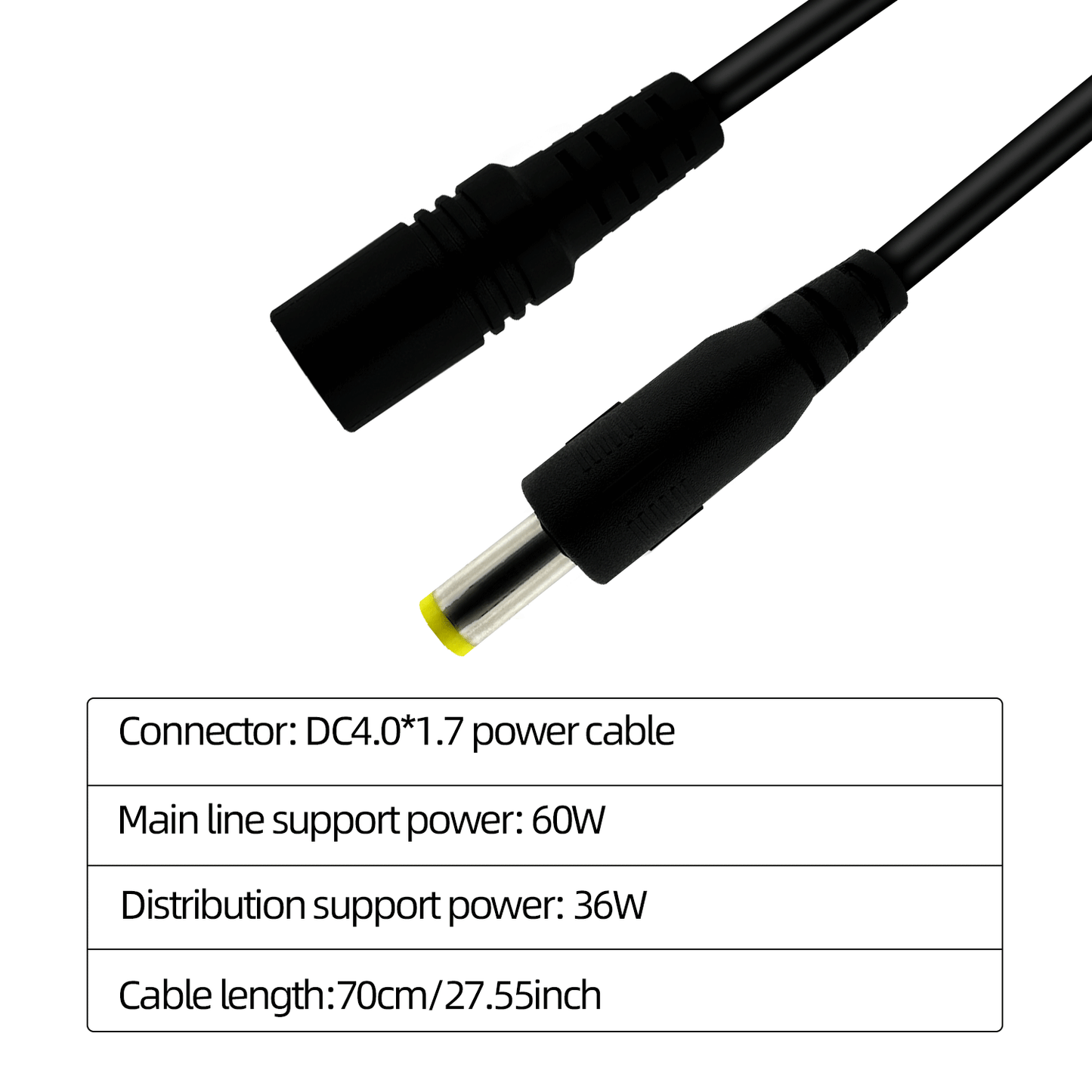 DC4.0x1.7mm Splitter Cable, 12V 3A Power Splitter Cable Y Adapter for CCTV Security Cameras, LED Strips etc. for 4.0x1.7mm