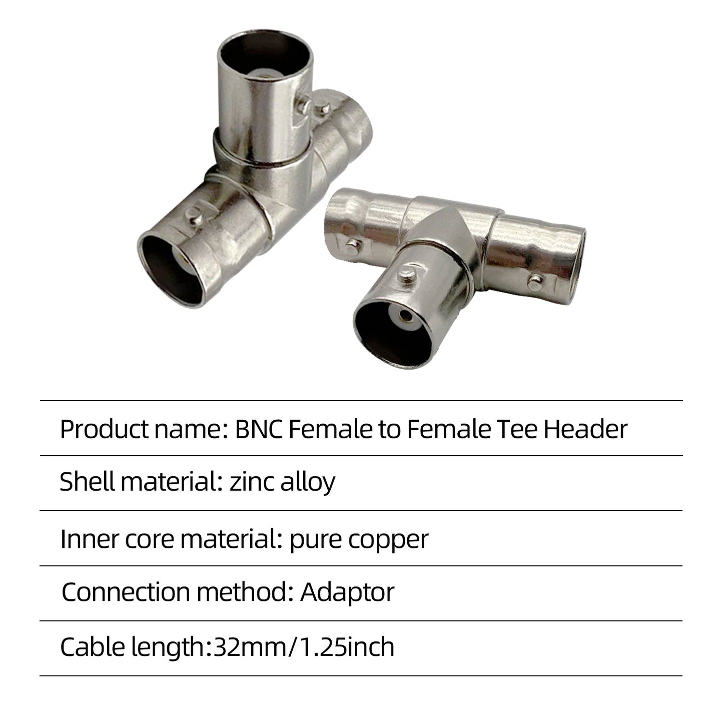 10pcs BNC Splitter for CCTV DVR Camera BNC Female Connector Coaxial Adapter T-Splitter for CCTV Security Camera Surveillance Video Equipment