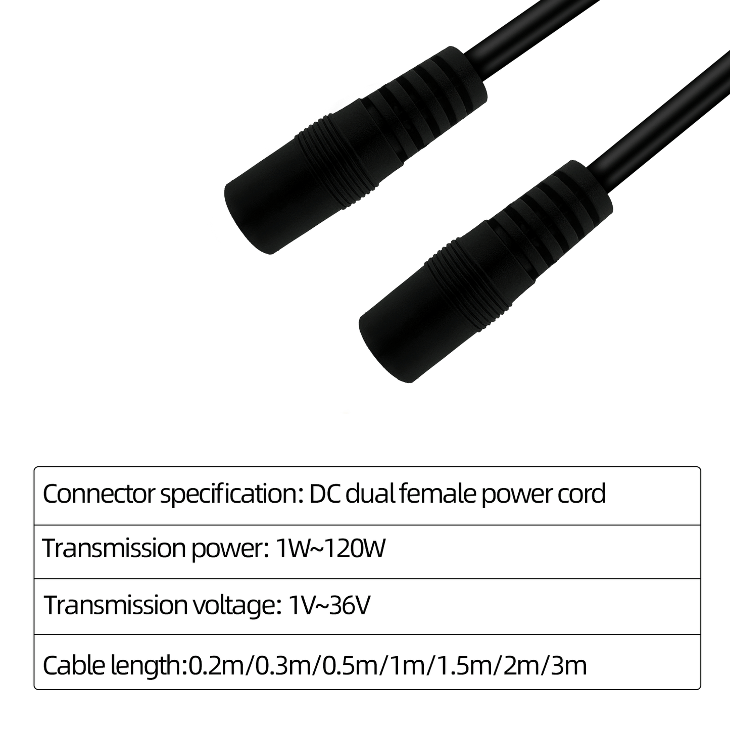 DC5.5x2.1mm Female to Female 12V 5A Barrel Connector, 18AWG, 12V Power Extension Cord