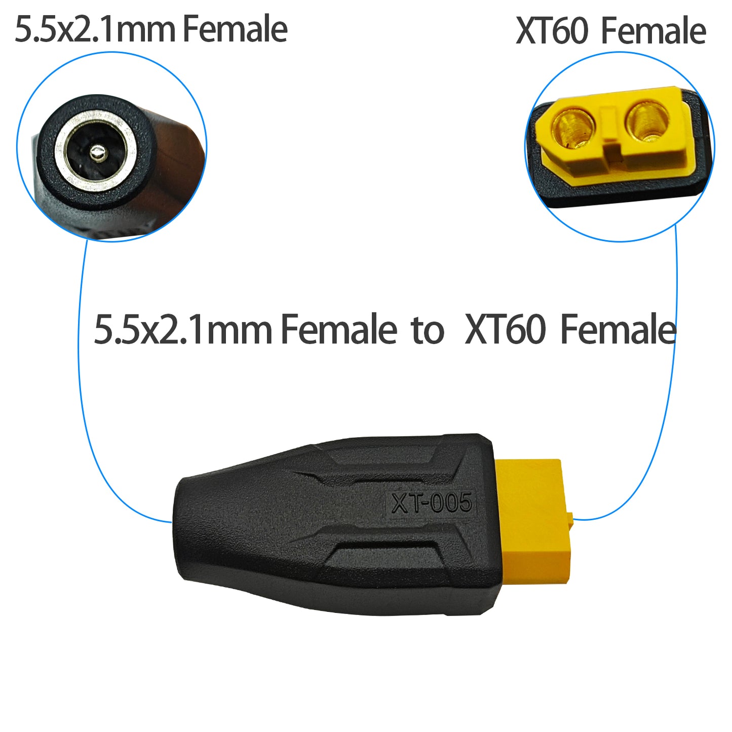 XT60 Adapter to DC5521 Connector for FPV Drone Model Storage Power Supply