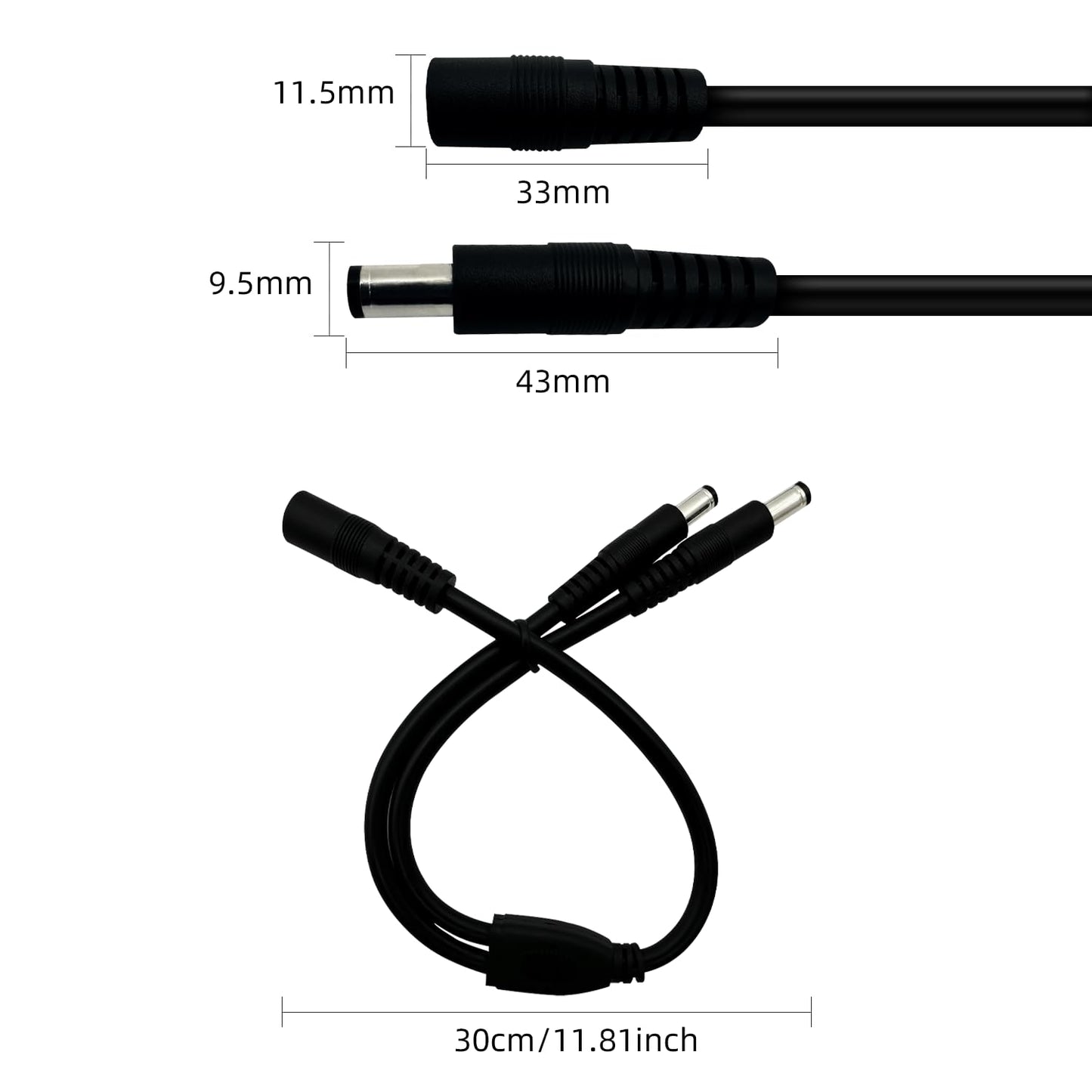 DC 5.5x2.5mm 12V Power Splitter for LED Connector Security Camera Y-Splitter Cable