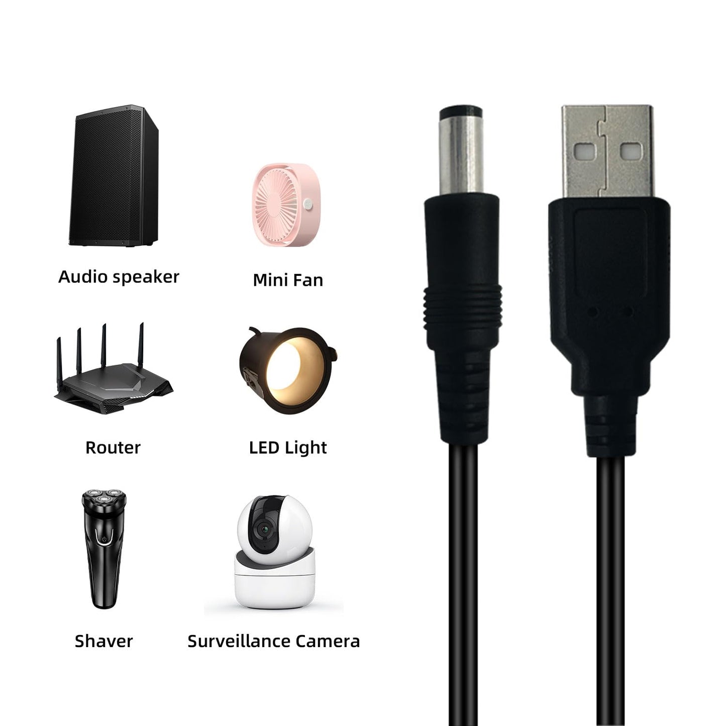 USB to 12v Adapter, DC to DC Charger 12v/3A,Suitable for: LED Light bar, IP Surveillance Camera, DVD, Router, Electric Shaver, Bluetooth Speaker and Other Devices