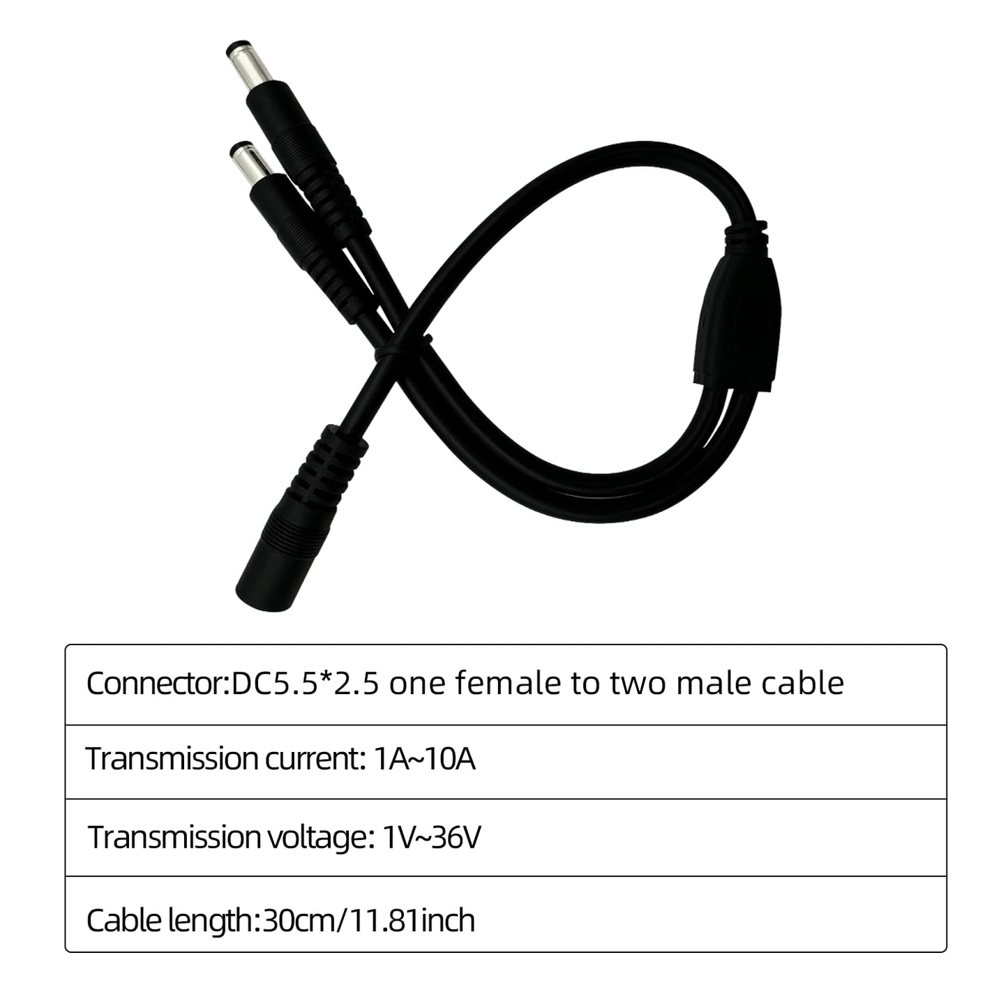 DC 5.5x2.5mm 12V Power Splitter for LED Connector Security Camera Y-Splitter Cable